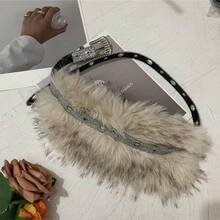 1pc Women's Rhinestone & Faux Fur Patchwork Waist Belt, Shiny Furry Waist Belt, New Y2K Versatile Pin Buckle Grommet Sexy Belt - 銀色 - 查看 13