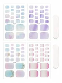 4pcs Punk-Style Toe Nail Wraps, Spring/Summer Pink Metallic Toe Nail Strips - Easy Nail Art, Perfect For Women's Music Festival Parties & DIY Nail Stickers - Multicolor - View 5