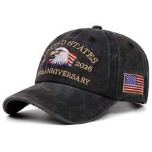Gorra de béisbol conmemorativa bordada del 250 aniversario de EE. UU. 2026, bordado vintage lavado, gorra unisex de deportes al aire libre de hip hop, moda casual Snapback - Multicolor - Ver 2