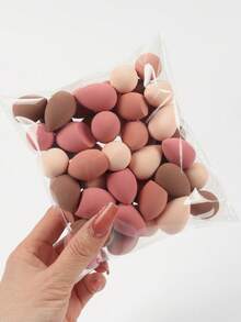 3/5/10/15/20/30/50pcs Mini Makeup Sponges, Random Colors & Shapes, Powder, Cream & Liquid Foundation Blender, Latex-Free Wet & Dry Use, Suitable For All Skin Types - Multicolor - View 1