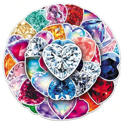 50PCS Heart Stickers Valentines Stickers Heart Sticker Valentines Decorations Colored Graffiti Stickers For Water Bottle, Guitar, Luggage, Phone, Case, Laptop, Skateboard, Gift