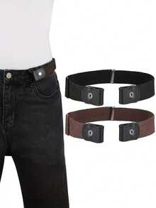 隐形无扣弹力腰带 - 可调节弹力，耐用涤纶氨纶混纺面料，适合搭配各种裤子、牛仔裤、连衣裙、裙子和休闲服饰 | 无扣腰带 | 纤细腰带 - 彩色 - 查看 2