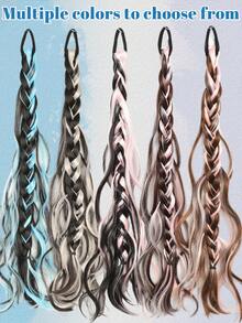 Synthetic Messy Braid, Pink Blue Grey Wig Braid, Boxer Braid Wig Women Ponytail New Chinese Fried Dough Twists Long Braid - Multicolor - View 8