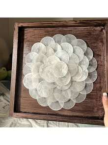 10/30/50pcs 5.0cm Double Hole Mother Of Pearl Discs, DIY Hand-Painted Stickers, Pearl Curtain, Wedding Decor, Mica Pearl Gifts, Feather - Round - View 4