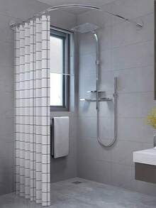 1 Set Modern Curved Shower Curtain Rod, Stainless Steel Shower Rail With Gold Tube, Ceiling Mounted Storage Rack, Fan-Shaped Design Suitable For Bathroom Decor - Shower Curtain Rod - View 3