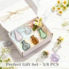 Mini Hydroponic Vase Fridge Magnets Set - Clear Glass Propagation Station For Real Flowers - Cute Kitchen & Locker Decor. - Ultimate Garden Set (8 Pcs) - Best Value - View 4