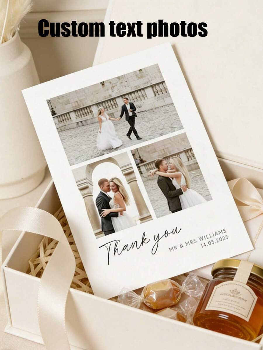 1/2/5/10/20/30/50pcs Customized Photo Wedding Cards (With Envelopes) / Personalized Wedding Announcement Cards / Wedding Date Postcards / Modern Wedding Invitations / Customized Engagement Party Invitations / Photo Cards - Multicolor - View 1