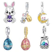 CYCUFF 1 件镀银复活节兔子彩蛋吊坠，适用于原创手链项链 DIY 首饰制作，是复活节饰品礼物的理想之选。 - 彩色 - 查看 1