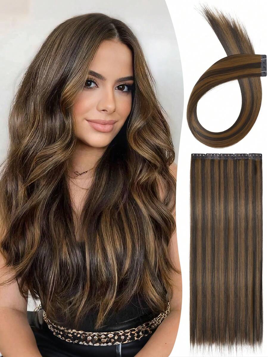 Invisible PU Brown Hair Tie, Seamless Reusable Brown Hair Binder - Multicolor - View 1
