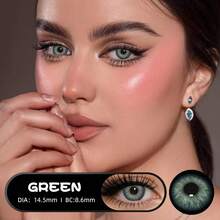 1 Pair Green Contact Eyewear, 14.5mm Natural Soft Disposable Contacts, Suitable For Halloween Costume Play - Green - View 3