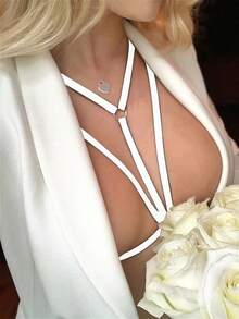 1pc Gothic Elastic Body Cage Adjustable Hollow Sexy Lingerie Bustier, Halloween Party Outfit For Women - A - View 10