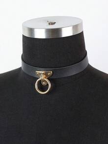 1 chiếc vòng cổ choker bằng da PU kiểu retro, phong cách Gothic Punk, phụ kiện cổ thiết kế tối giản, trang sức cổ thời trang dành cho nữ. - màu đen - Xem 4