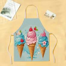 1pc Ice Cream Pattern Apron, Creative Funny Fashion Printed Apron, Home Cleaning Apron, Easy Clean Kitchen Cooking Apron, Creative Home Apron - Multicolor - View 18