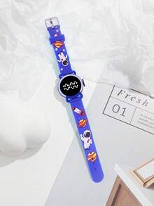 1个时尚卡通火箭宇航员图案电子手表，儿童礼物，生日礼物，返校礼物 - 彩色 - 查看 5