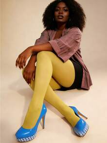 Medias transparentes amarillas de uso diario - Cobertura ligera y transpirables, mallas versátiles para la oficina, recados y casual de fin de semana - Amarillo - Ver 10