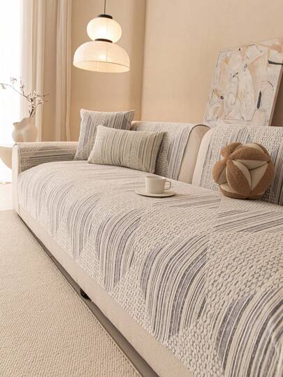 1pc Fashionable Chenille Sofa Cushion Cover, Minimalist Anti-Slip Durable Sofa Slipcover, Luxury High-End Feel, Comfortable, Suitable For All Seasons, European Style Sofa Seat Pad Cover, Anti-Slip Anti-Dust Anti-Scratch Sofa Cover, Protect And Decorate Sofa, Fits 1-4 Seater Sofa, L-Shaped Sofa