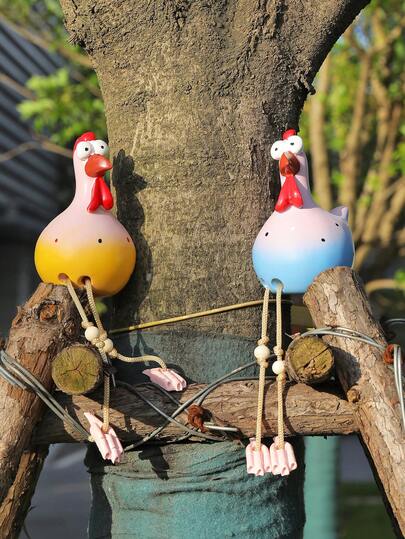 1pc Cute Fence Decor Hanging Chicken, Outdoor Garden Quirky Chicken Yard Decor, Wheat Field Chicken Hanging Design Yard Decoration