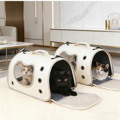 1 pieza Bolsa portadora de mascotas portátil, adecuada para perros y gatos pequeños, mochila plegable para gatos de exterior, bolsa de hombro para gatos transpirable, transportín pequeño para gatos