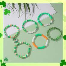 Vòng tay may mắn ngày Thánh Patrick - Món quà đính cườm hình cỏ ba lá Ireland dành cho phụ nữ và bạn bè - mặc định - Xem 5