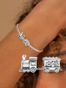 1 hạt hình tàu hỏa bằng bạc Sterling 925, thích hợp làm vòng tay nữ, vòng đeo tay tự làm trang sức, trang trí hàng ngày, phụ kiện cho bé gái. - Đi tàu hỏa - Xem 3
