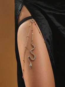 Bohemian Exotic Retro Personalized Versatile Exaggerated Hip-Hop Sexy Geometric Curved Snake Leg Chain - Multicolor - View 5