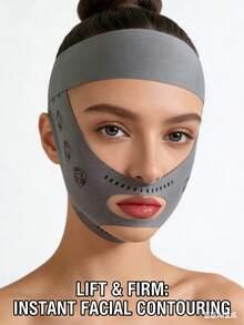 Breathable Elastic Face Shaper Belt | Anti Wrinkle Chin Lifting Strap | Skin Care Tool For Women & Men - Grey - View 7