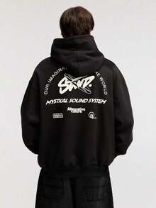 Sudadera con capucha negra informal para hombre con estampado de grafiti abstracto "SWD" en la espalda, hecha de tela suave, con estilo de moda urbana, adecuada para el ejercicio diario y uso casual, ideal como suéter suave y transpirable, sudadera con capucha de estilo urbano relajado y casual, sudadera de manga larga con estampado a doble cara para otoño e invierno (250g de fibra de poliéster), sudadera con capucha para hombre, regalos para hombre. - Negro - Ver 7