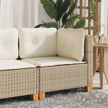 vidaXL Garden Corner Sofa With Cushions, Beige Poly Rattan - Beige - View 9