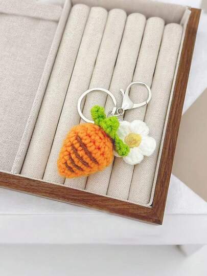 1pc Handmade Delicate Eclair, Carrot, Flower Keychain, Plant & Leaf Pattern, Casual Cute Elegant For Party, Street, Commute, Travel, Couple Bag Pendant, Car/Home Keys, Suitable For Spring, Summer, Autumn, Winter