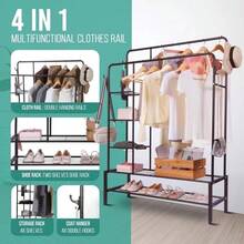 Heavy Duty Clothes Rail Load Sturdy Clothes Rack With Shelfs & Shoe Rack - A - View 3