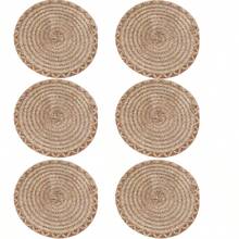 1/4/6/12件装波西米亚风纯色编织绳圆形餐垫，餐桌装饰，家居派对桌面装饰 - 卡其色 - 查看 12