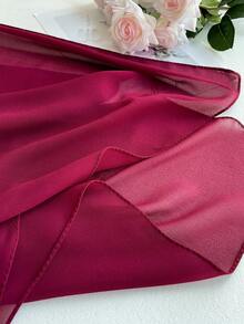 1pc Minimalist Solid Color Lightweight Breathable 110cm Chiffon Square Scarf, Women Fashion Versatile Bandana, Thin Summer Sun Protection Neck Scarf - Burgundy - View 4