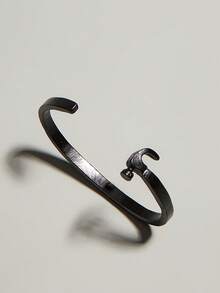 1pc Fashionable Retro Minimalist Men's Metal Hammer Shaped Bracelet, Daily Wear - Black - View 1