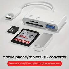 三合一 Type-C 适配器，TF/CF/SD 卡读卡器，USB-C 接口，兼容 Macbook，支持 OTG，Compact Flash 存储卡写入器 - A - 查看 1