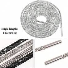 2pcs 100cm Crystal Rhinestone Shoelaces, Fashion DIY Glitter Shoelaces, Crystal Cap Drawstring, Shoe Accessories Decoration - White - View 6