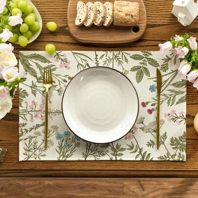 4pcs Flower & Leaf Spring Placemats, 30.48 X 45.72 Cm Seasonal Table Mats, Suitable For Party, Kitchen, Dining Room Decor