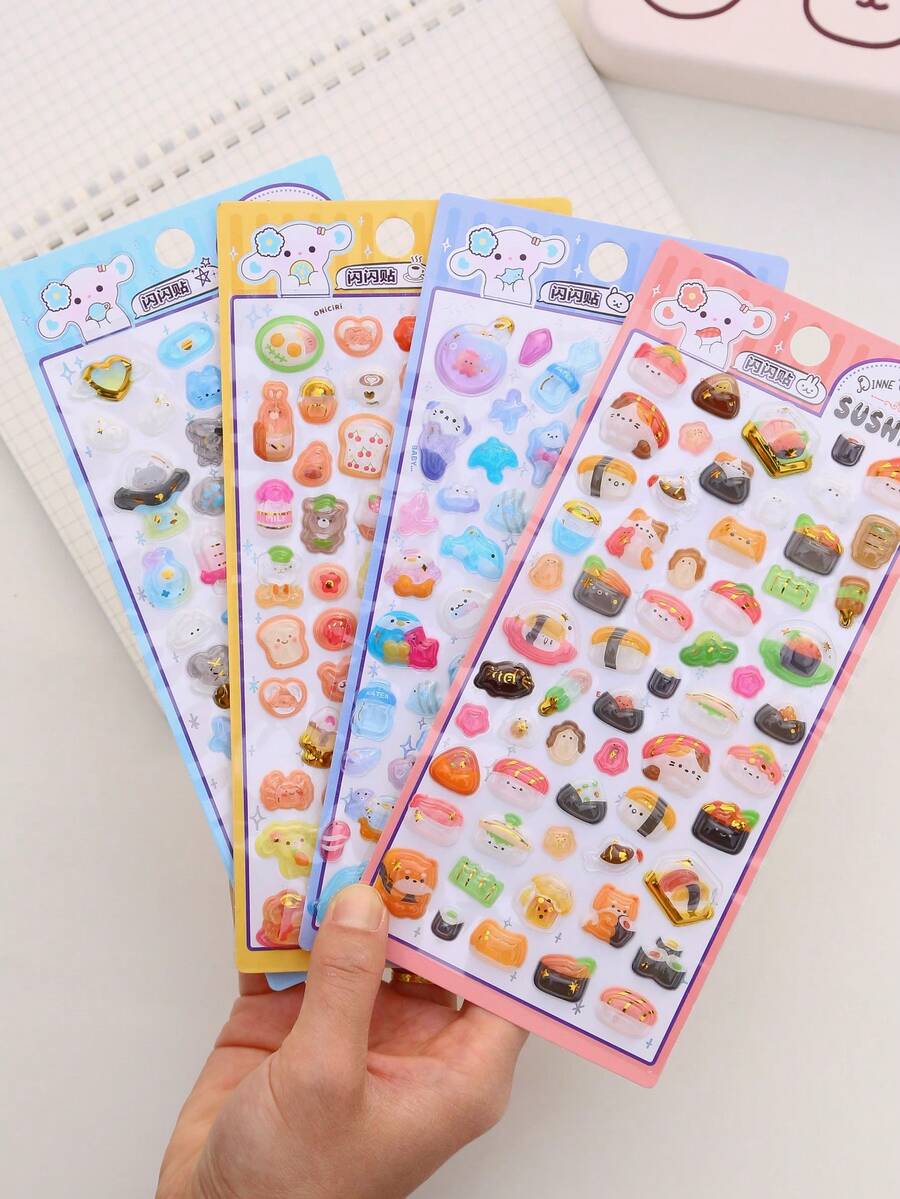 1/4 逼真 3D 寿司贴纸 - 寿司卷、刺身、天妇罗、握寿司、饭团、芝麻球、芥末、姜、海苔、味噌、可爱亚洲美食贴纸、寿司贴纸、日式食物贴纸、可爱食物贴纸、烹饪主题贴纸、动漫食物贴纸、烹饪贴纸、亚洲贴纸 - 彩色 - 查看 1