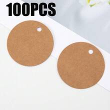 50pcs/100pcs 5cm/1.57in Round Gift Tags, White/Black/Light Brown Paper Handmade Labels, DIY Decoration, Sewing Supplies, Arts & Crafts, Gift Packaging Tags - Multicolor - View 23