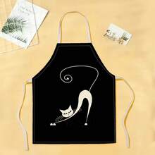 1pc Cool Cat Pattern Apron, Creative Funny Fashion Printed Apron, Home Cleaning Apron, Easy Clean Kitchen Cooking Apron, Creative Home Apron - Multicolor - View 7