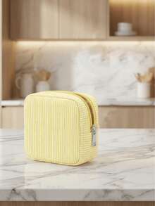 Personalized Embroidered Striped Canvas Cosmetic Bag - Customized Name Striped Ladies Makeup Bag, Bridesmaid Gift Embroidered Makeup Bag, Travel Makeup Organizer Bag, Bridal Shower Gift Makeup Bag - Multicolor - View 12