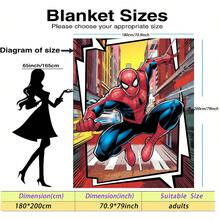 Marvel Spider-Man Themed Flannel Blanket, With Dense Spider-Man Figures And Web Elements, Strong Visual Impact, Main Colors Are Red, Blue And White, Warm And Soft, Can Be Used As Sofa Cover, Nap Blanket, Bedding Decor Blanket, Etc. - Burgundy - View 14