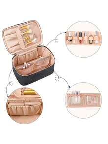 1 件装女士化妆包，多功能便携式化妆包，大容量旅行化妆品收纳包，旅行洗漱包，带提手和隔层。 - 彩色 - 查看 5