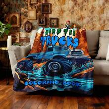 1PC 3D Monster Jam Monster Truck Cartoon Blanket, Edgy Gift For Motorsports Fans, Themed Man Cave Decor, Retro Sci-Fi Party Accent & Race Day Souvenir,Soft Throw Blanket For Home Bedroom Bed Sofa Picnic Travel Office Cover Blanket, Multiple Sizes 50x60 To 60x80 Inches - Nhiều màu 11 - Xem 2