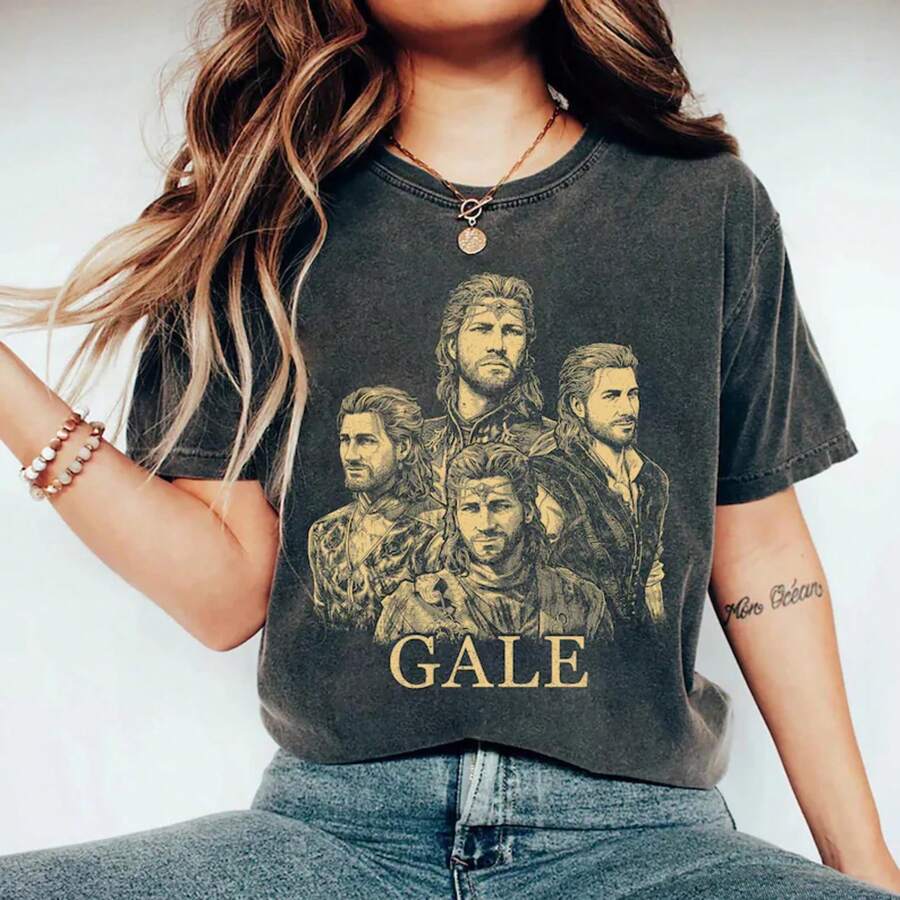 Gale  3 Shirt, Gale Dekarios Tee, Vintage BG3 Merch, Fantasy RPG Gamer Gift - Black - View 1