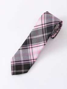 1 chiếc cà vạt kẻ caro hồng unisex, cà vạt thời trang thường ngày phù hợp cho sân khấu, tiệc tùng, quà tặng ngày Valentine hoặc phụ kiện hàng ngày. - Màu Hồng baby - Xem 5