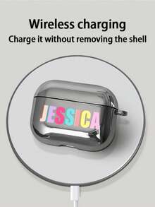 1pc Customized Electroplated Silver Earphone Case, Personalized Halloween Theme Design, Little Ghost, Fashionable Halloween Item - Black - View 5