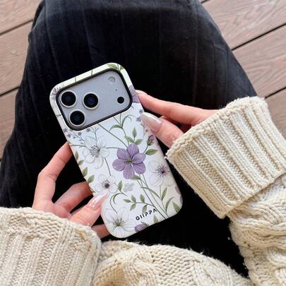 GIIPPA 1 Vintage Purple Floral Design Phone 17 Pro Max Case, Compatible With IPhone 16 Pro Max, 15 Pro Max, 14 Pro Max, Korean Stylish & Interesting Phone Case, Fits 11/12/13/14/15/16 Pro Max Plus, Elegant Design Suitable For Both Men And Women, Ideal Gift For Girlfriend On Christmas, Valentine's Day, Easter, Wedding Season And Birthday