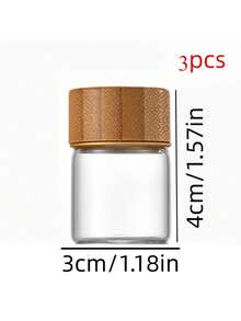 3 piezas Tarros de almacenamiento de vidrio, Organización del hogar, Almacenamiento de cocina, Recipientes, Material de vidrio, Tarros de almacenamiento de granos de café, Tapas de bambú, Botellas de vidrio transparente mini adecuadas para viajes, picnics, campamentos, Recipientes portátiles de cocina - Caqui - Ver 6