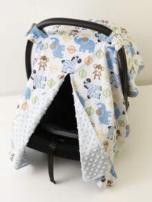 1pc Baby Carrier Cover, Cartoon Print, Sun Shade, Safety Seat Cover - Multicolor - View 17