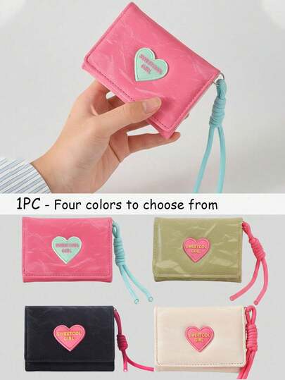Carteira feminina curta em formato de coração, com zíper e cores vibrantes. Possui alça para pendurar, porta-moedas, porta-cartões dobrável com zíper, organizador de cartões, estojo portátil para cartões, carteira dobrável curta, porta-moedas, porta-documentos e carteira multifuncional. Ideal para viagens internacionais e uso diário. Ótima opção de presente para amigas, irmãs e namoradas.